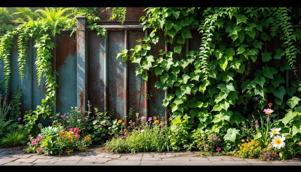 urban fence plants thriving