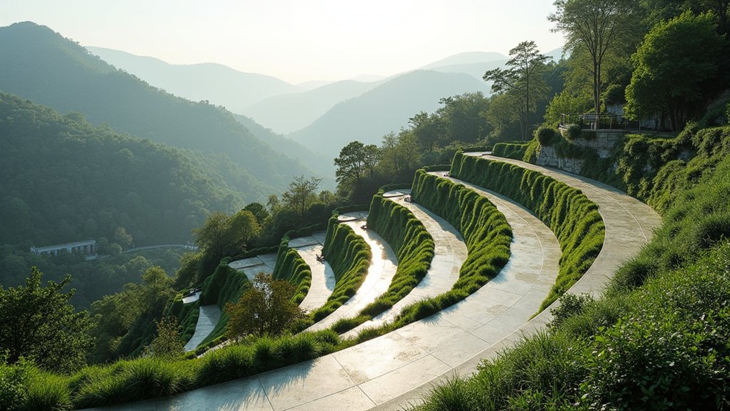 curved terrace landscape integration