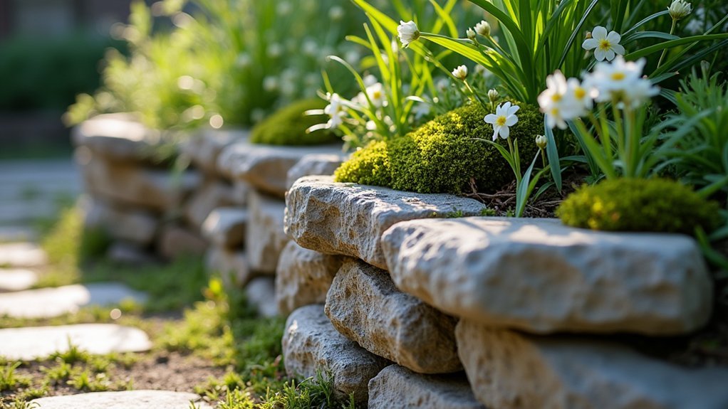 elegant stacked stone planters