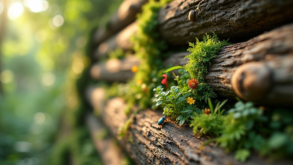 insect friendly vertical log walls