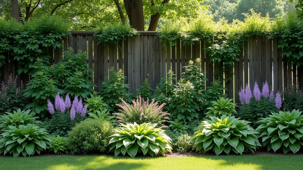 layered fence planting design