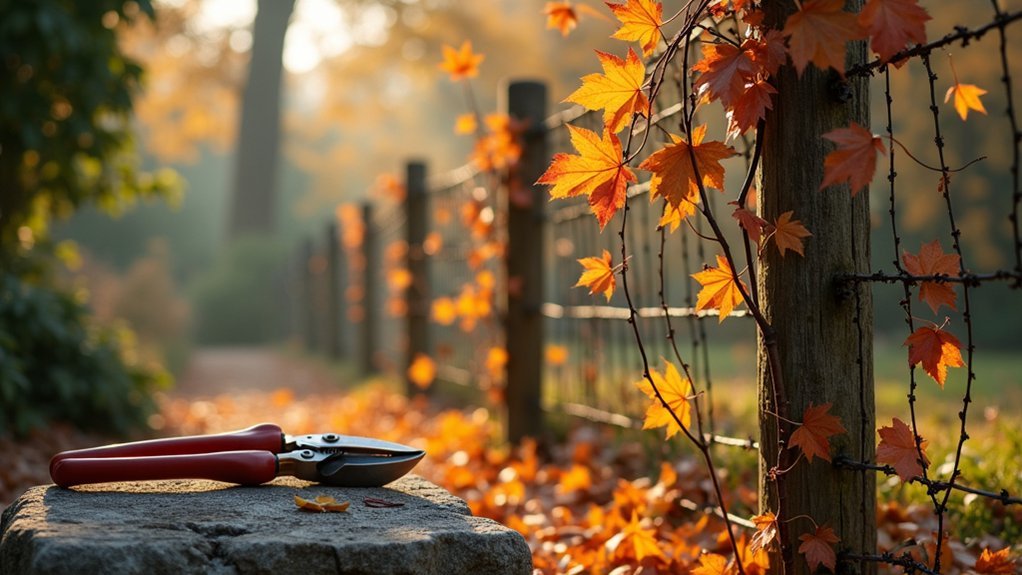 pruning and securing vines