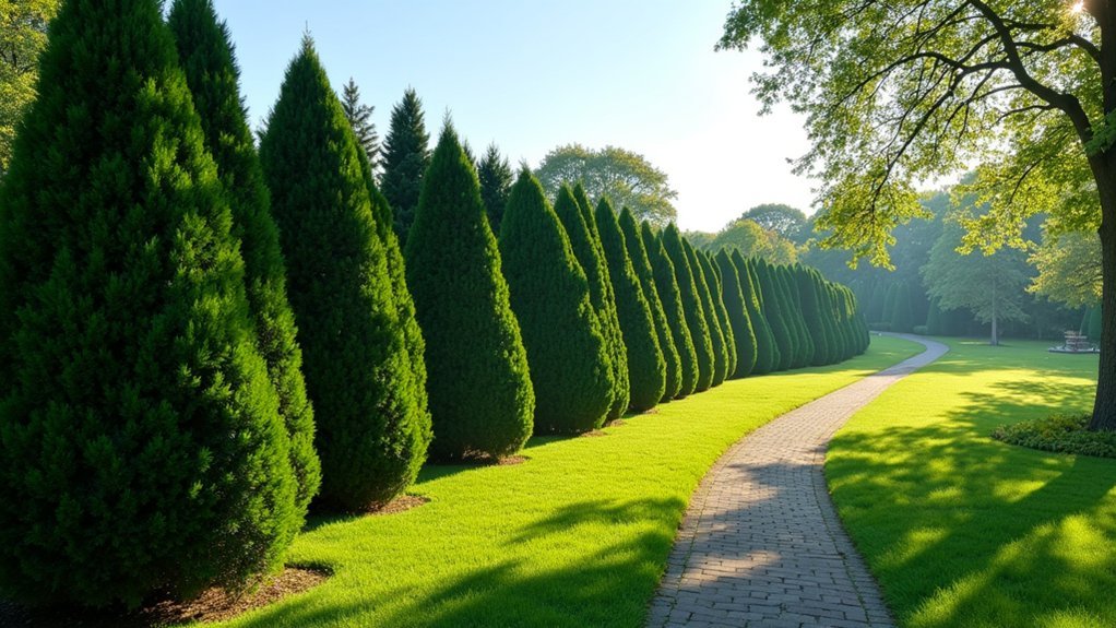 strategic evergreen bush placement