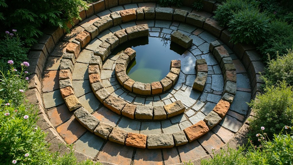 symbolic stone spiral gardens