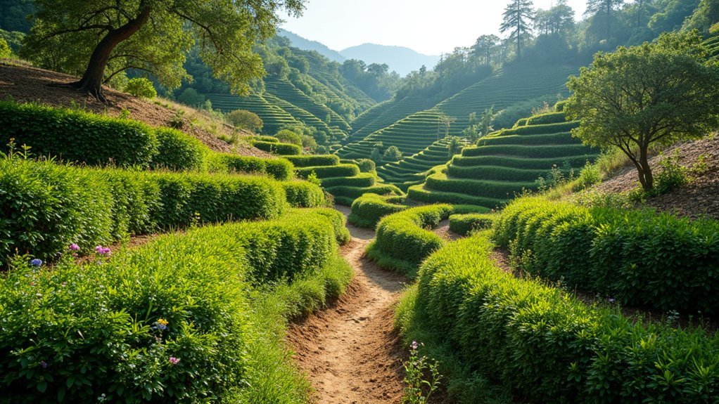 terraced shrubs reduce erosion