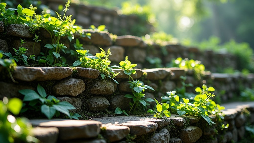 terraced stone wall construction