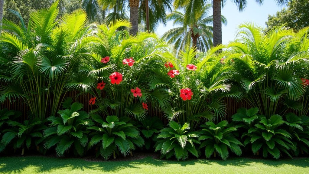 tropical privacy fence plants