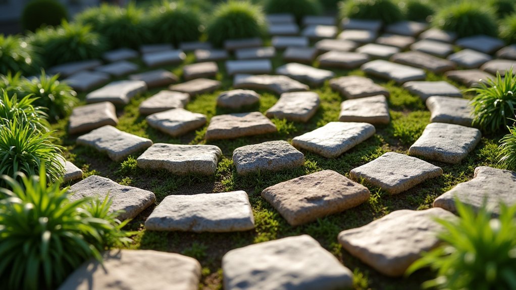 varied stones enhance spiral garden