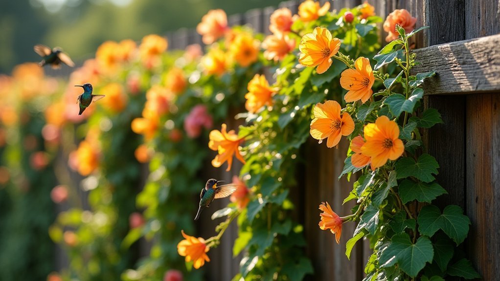 vibrant climbing vines attract hummingbirds